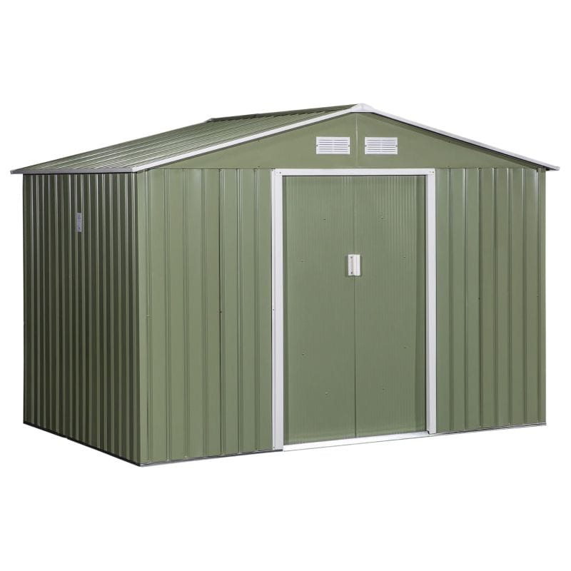 9 x 6ft (277L x 195W x 192H cm) Garden Metal Storage Shed with Foundation, Ventilation & Doors