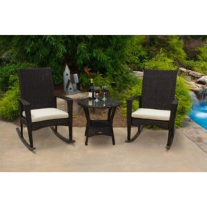 Bayview 3 Piece Rocking Chair Set ( 2 rockers, 1 side table) - Pecan