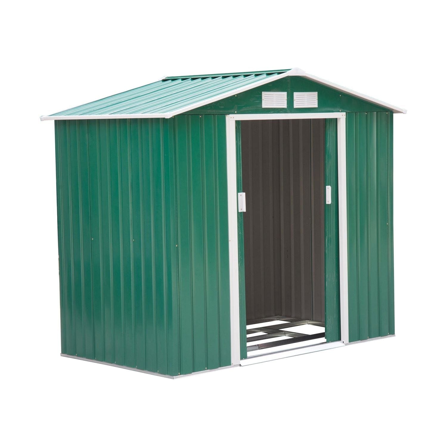 7 x 4 ft (213L x 130W x 185Hcm) Lockable Metal Garden Shed with Air Vents - Green - Outsunny