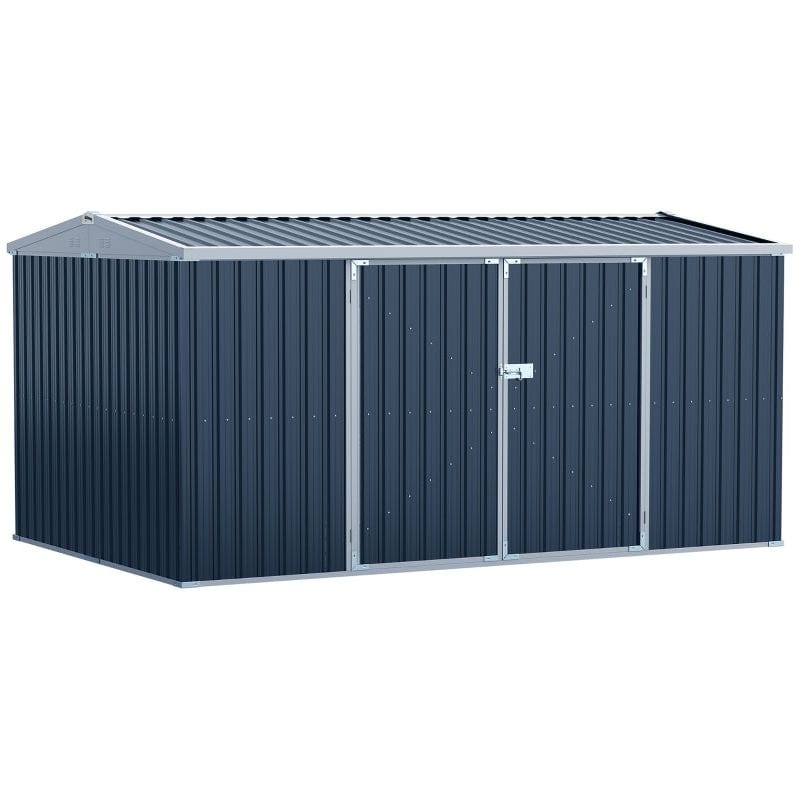 14 x 8 ft (420L x 245W x 200H cm) Lockable Garden Shed - Blue / Grey - Outsunny