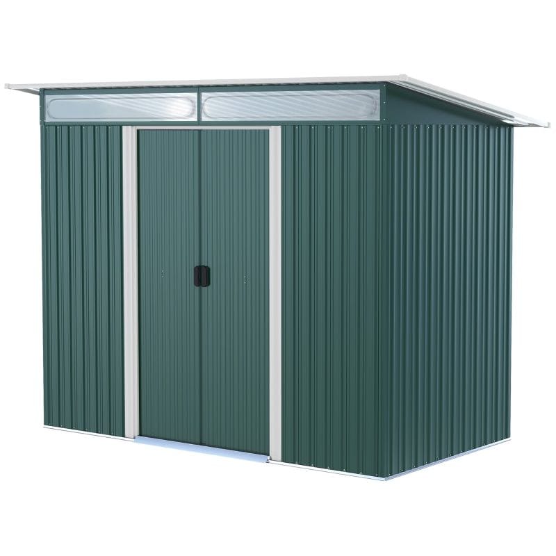 8.5 x 4 ft Metal Garden Storage Shed with Double Sliding Doors 260L x 133W x 200Hcm - Green - Outsunny