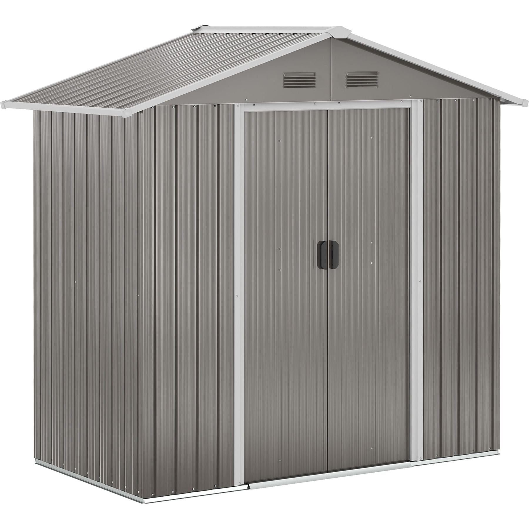 6.5 x 3.5 ft (184H x 194L x 110Dcm) Metal Garden Storage Shed with Double Sliding Doors and 4 Vents - Grey - Outsunny