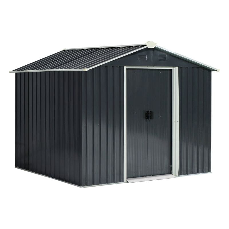 8 x 6 ft (190H x 236L x 174W cm) Garden Storage Shed with Double Doors, Ventilation - Charcoal Grey - Outsunny