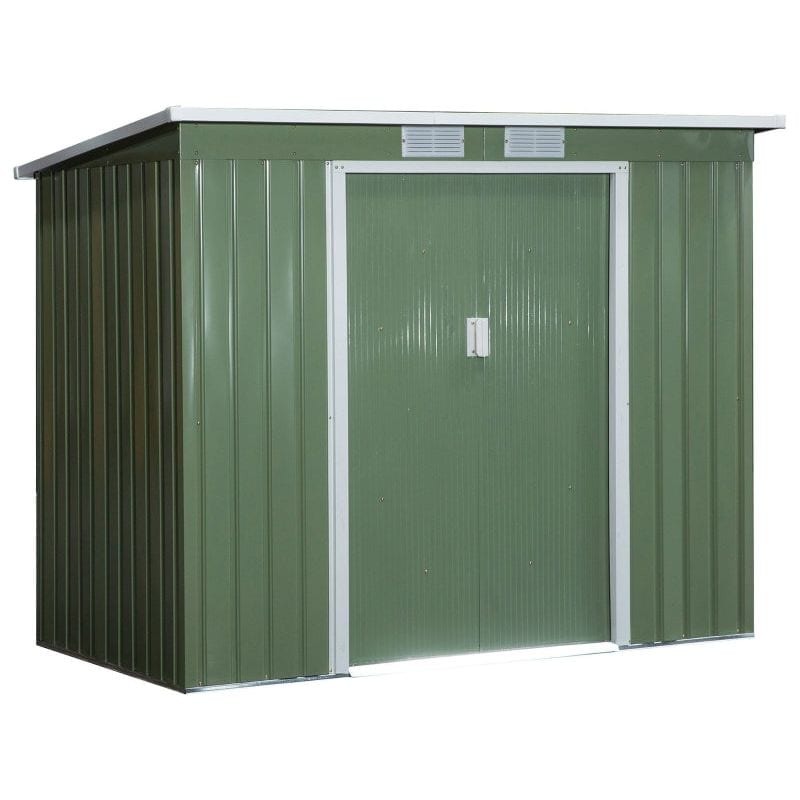 7 x 4 ft (213L x 130W x 173H cm) Storage Shed with Foundation, Ventilation Windows & Sloped Roof - Green - Outsunny